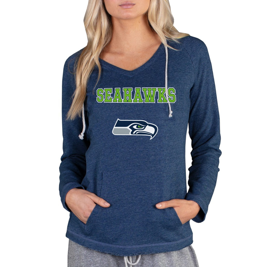 Seattle Seahawks Concepts Sport Women's Mainstream Tri-Blend Raglan Hoodie V-Neck Top - Navy discount