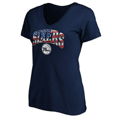 Philadelphia 76ers Women's Banner Wave V-Neck T-Shirt - Navy cheap