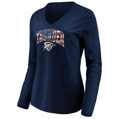 Oklahoma City Thunder Women's Banner Wave V-Neck Long Sleeve T-Shirt - Navy shop