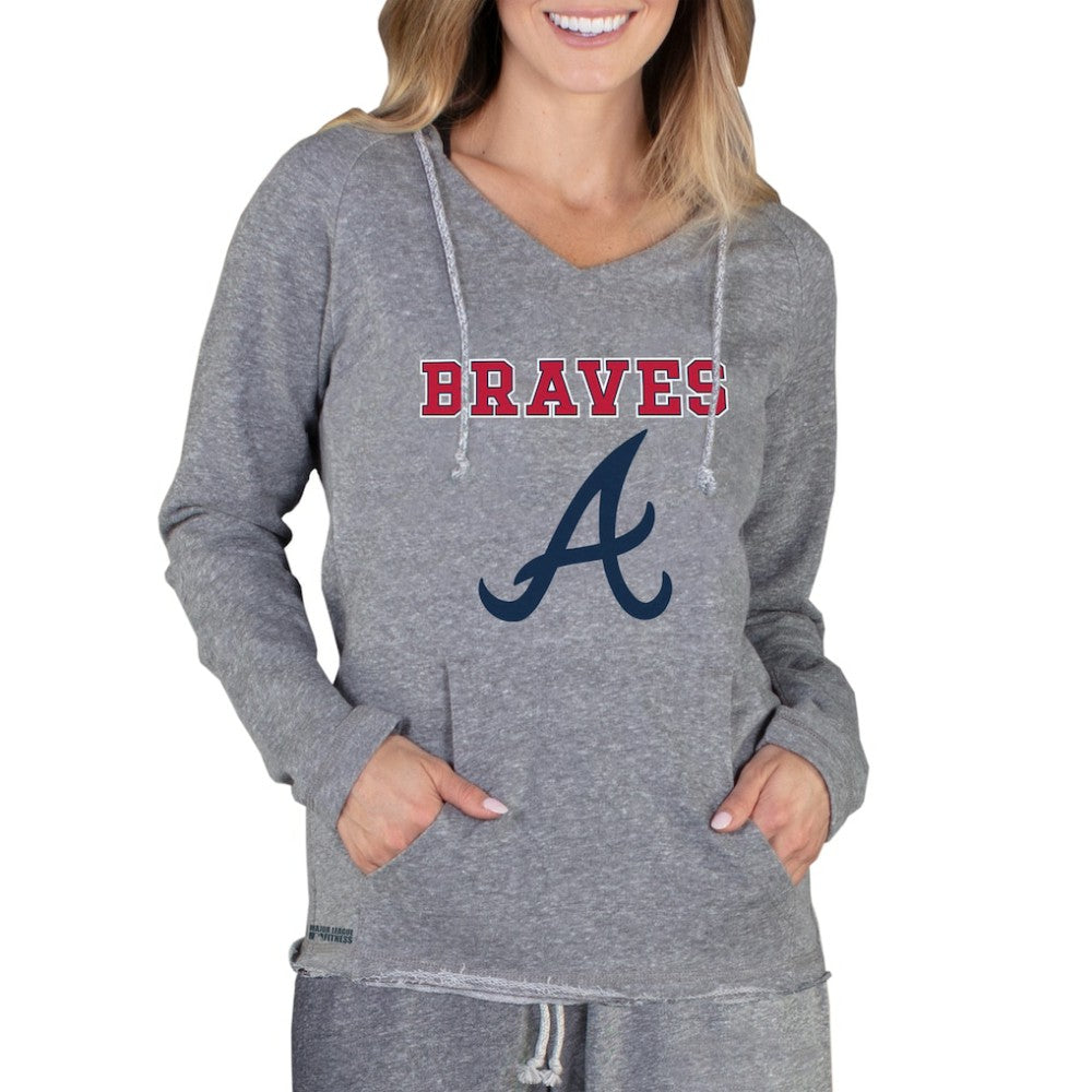 Atlanta Braves Concepts Sport Women's Mainstream Terry Long Sleeve Hoodie Top - Gray