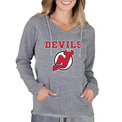New Jersey Devils Concepts Sport Women's Mainstream Terry Tri-Blend Long Sleeve Hooded Top Gray