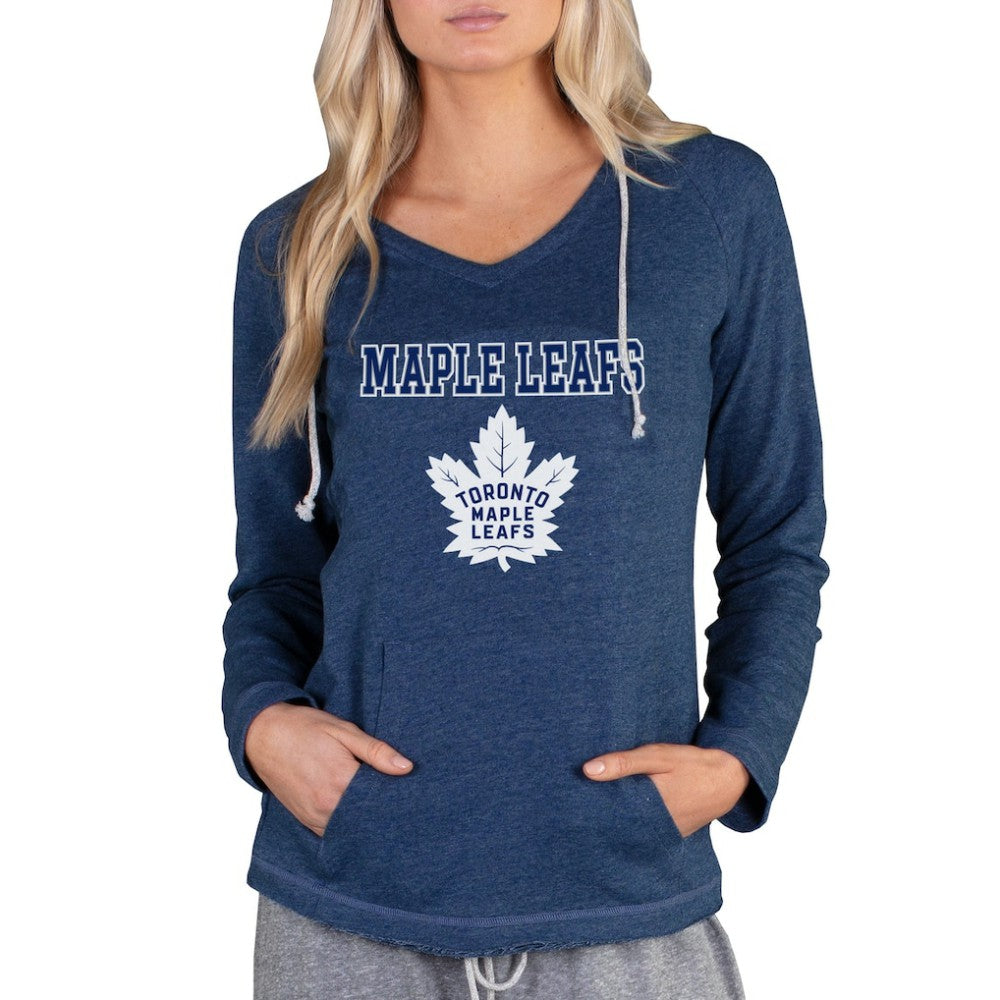 Toronto Maple Leafs Concepts Sport Women's Mainstream Terry Tri-Blend Long Sleeve Hooded Top Navy