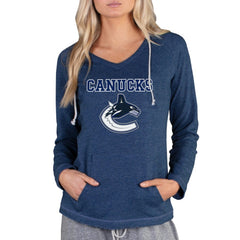 Vancouver Canucks Concepts Sport Women's Mainstream Terry Tri-Blend Long Sleeve Hooded Top Navy