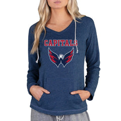 Washington Capitals Concepts Sport Women's Mainstream Terry Tri-Blend Long Sleeve Hooded Top Navy