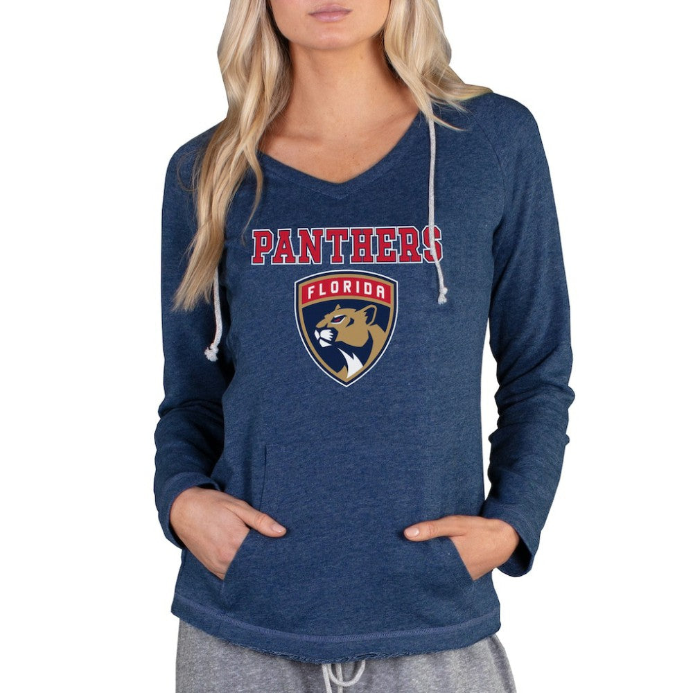 Florida Panthers Concepts Sport Women's Mainstream Terry Tri-Blend Long Sleeve Hooded Top Navy