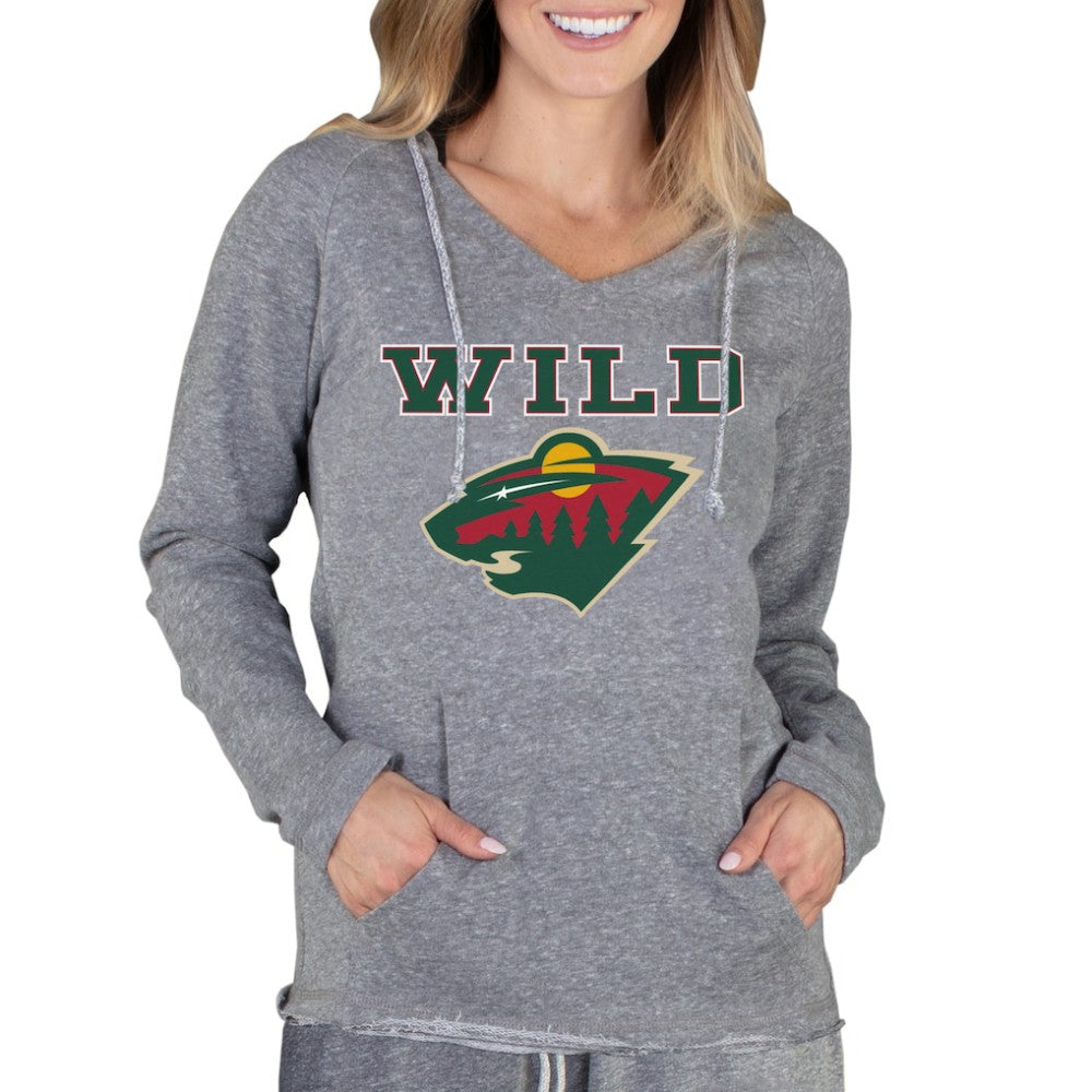 Minnesota Wild Concepts Sport Women's Mainstream Terry Tri-Blend Long Sleeve Hooded Top Gray