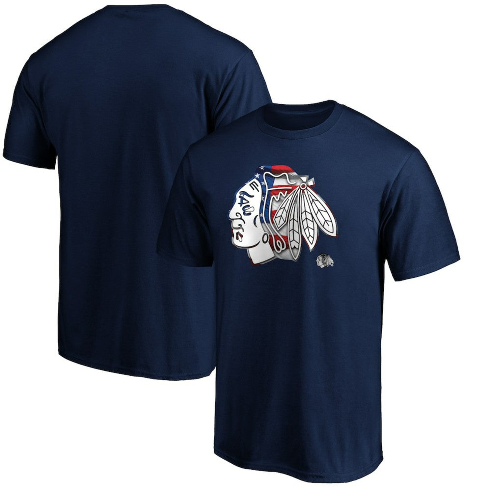 Chicago Blackhawks Banner Wave Logo T-Shirt Navy