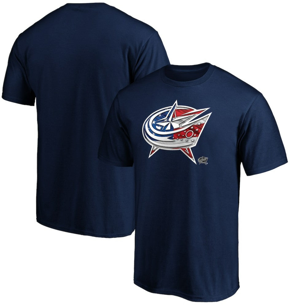 Columbus Blue Jackets Banner Wave Logo T-Shirt Navy