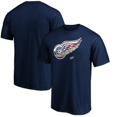Detroit Red Wings Banner Wave Logo T-Shirt Navy