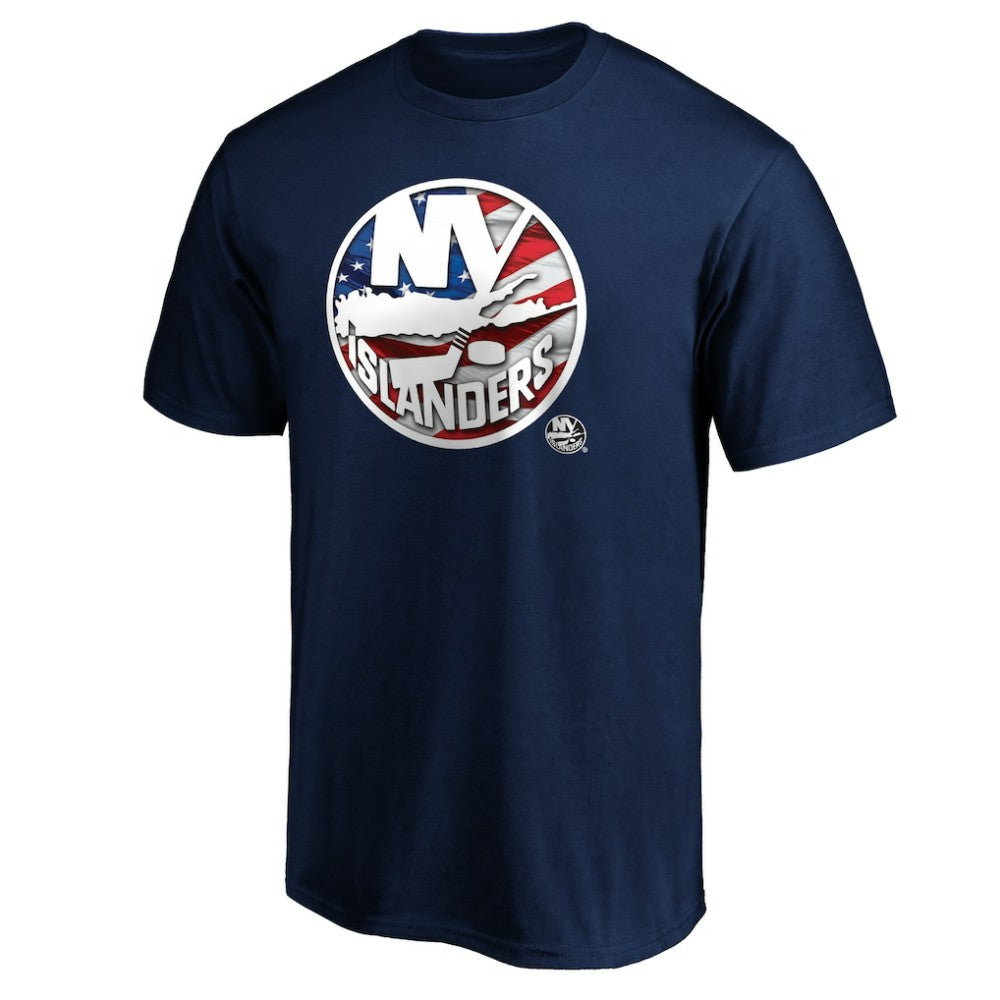 New York Islanders Banner Wave Logo T-Shirt Navy