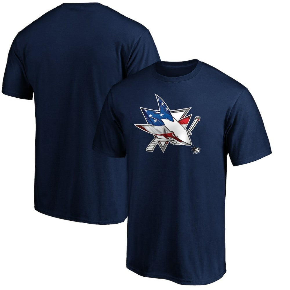 San Jose Sharks Banner Wave Logo T-Shirt Navy