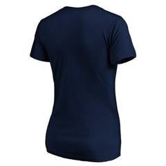 Detroit Red Wings Women's Banner Wave Logo V-Neck T-Shirt T-Shirt Navy