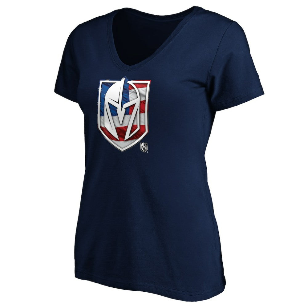 Vegas Golden Knights Women's Banner Wave Logo V-Neck T-Shirt T-Shirt Navy