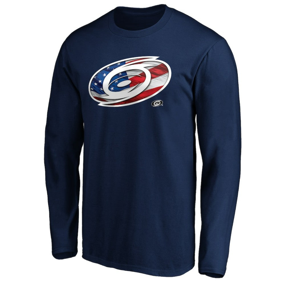Carolina Hurricanes Banner Wave Logo Long Sleeve T-Shirt Navy
