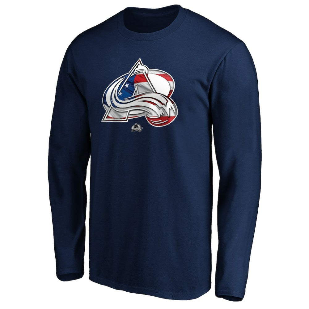 Colorado Avalanche Banner Wave Logo Long Sleeve T-Shirt Navy