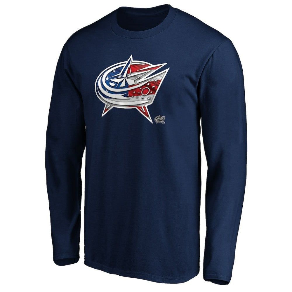Columbus Blue Jackets Banner Wave Logo Long Sleeve T-Shirt Navy