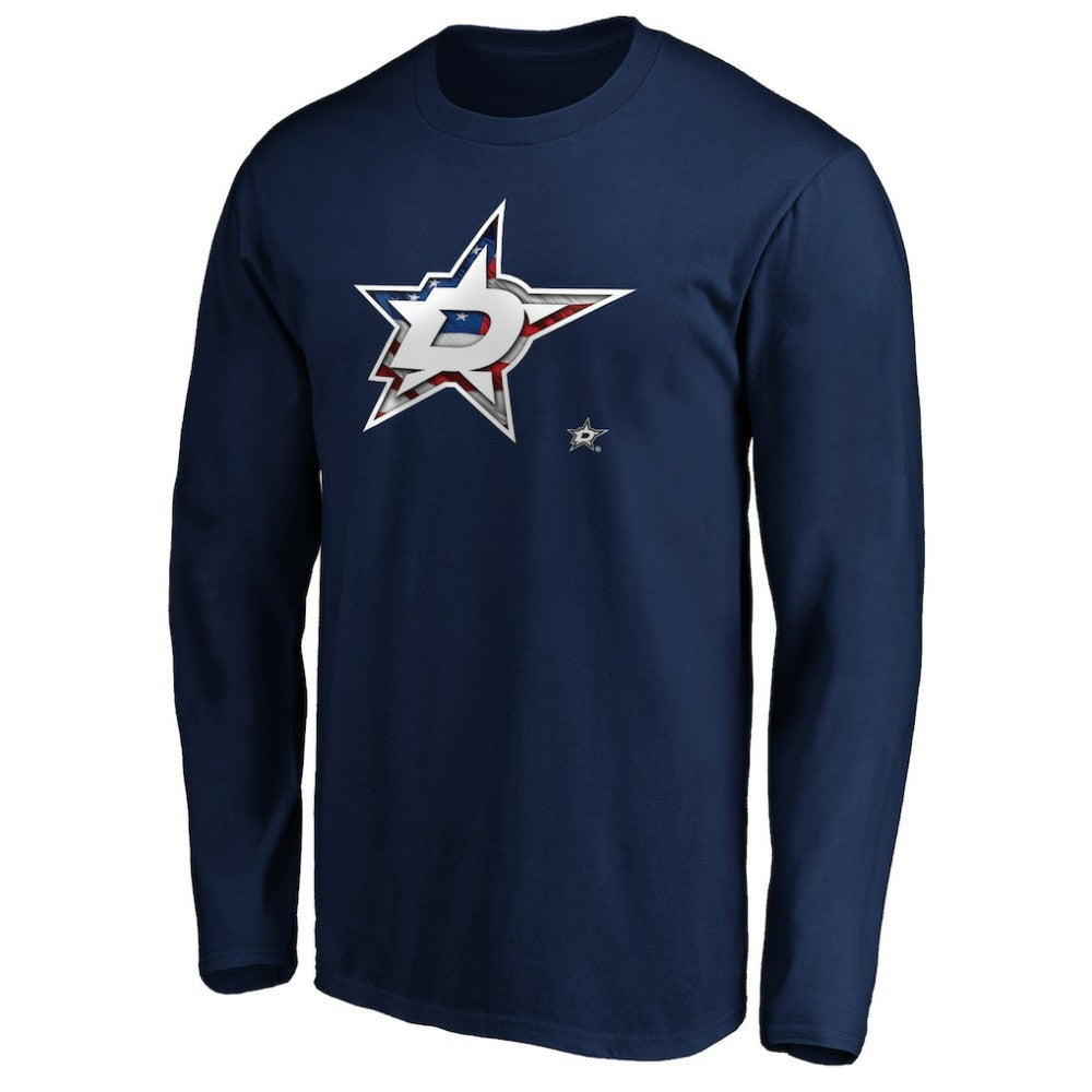 Dallas Stars Banner Wave Logo Long Sleeve T-Shirt Navy