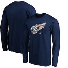 Detroit Red Wings Banner Wave Logo Long Sleeve T-Shirt Navy