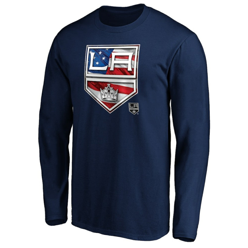 Los Angeles Kings Banner Wave Logo Long Sleeve T-Shirt Navy