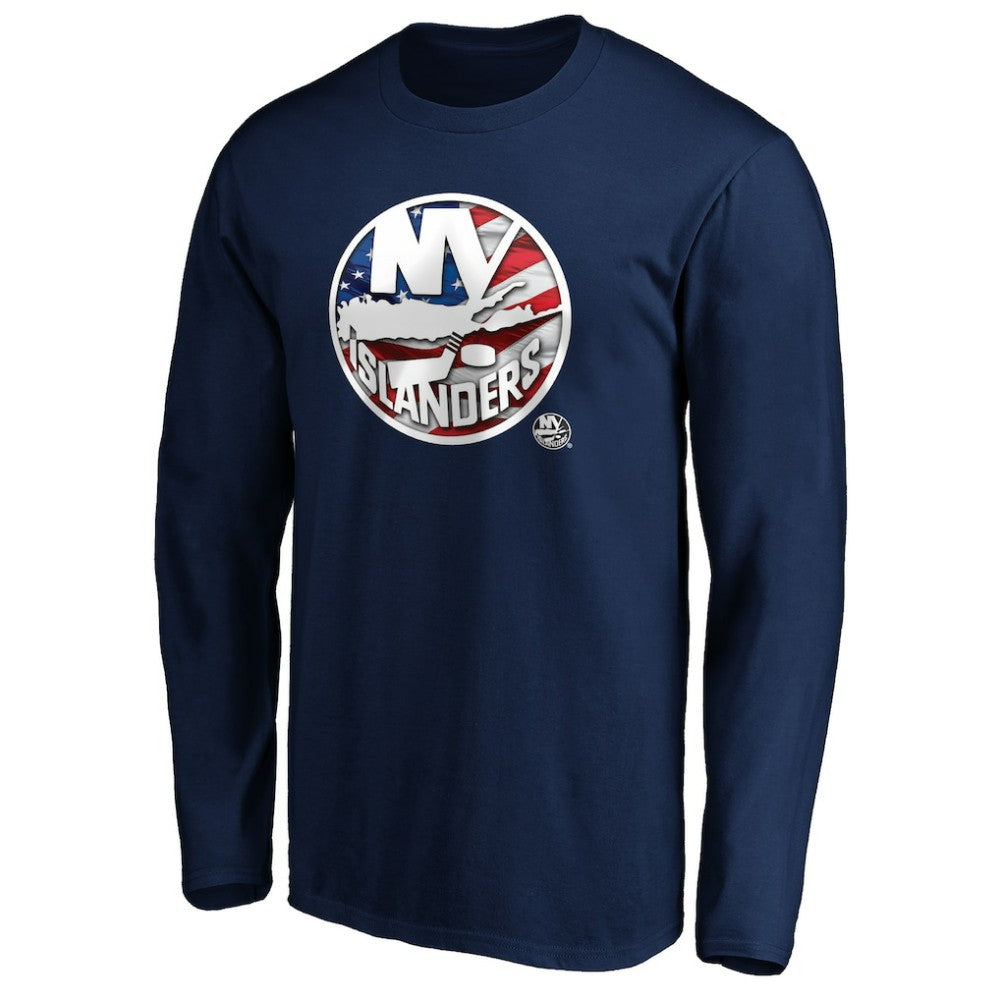 New York Islanders Banner Wave Logo Long Sleeve T-Shirt Navy