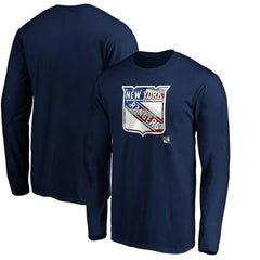 New York Rangers Banner Wave Logo Long Sleeve T-Shirt Navy