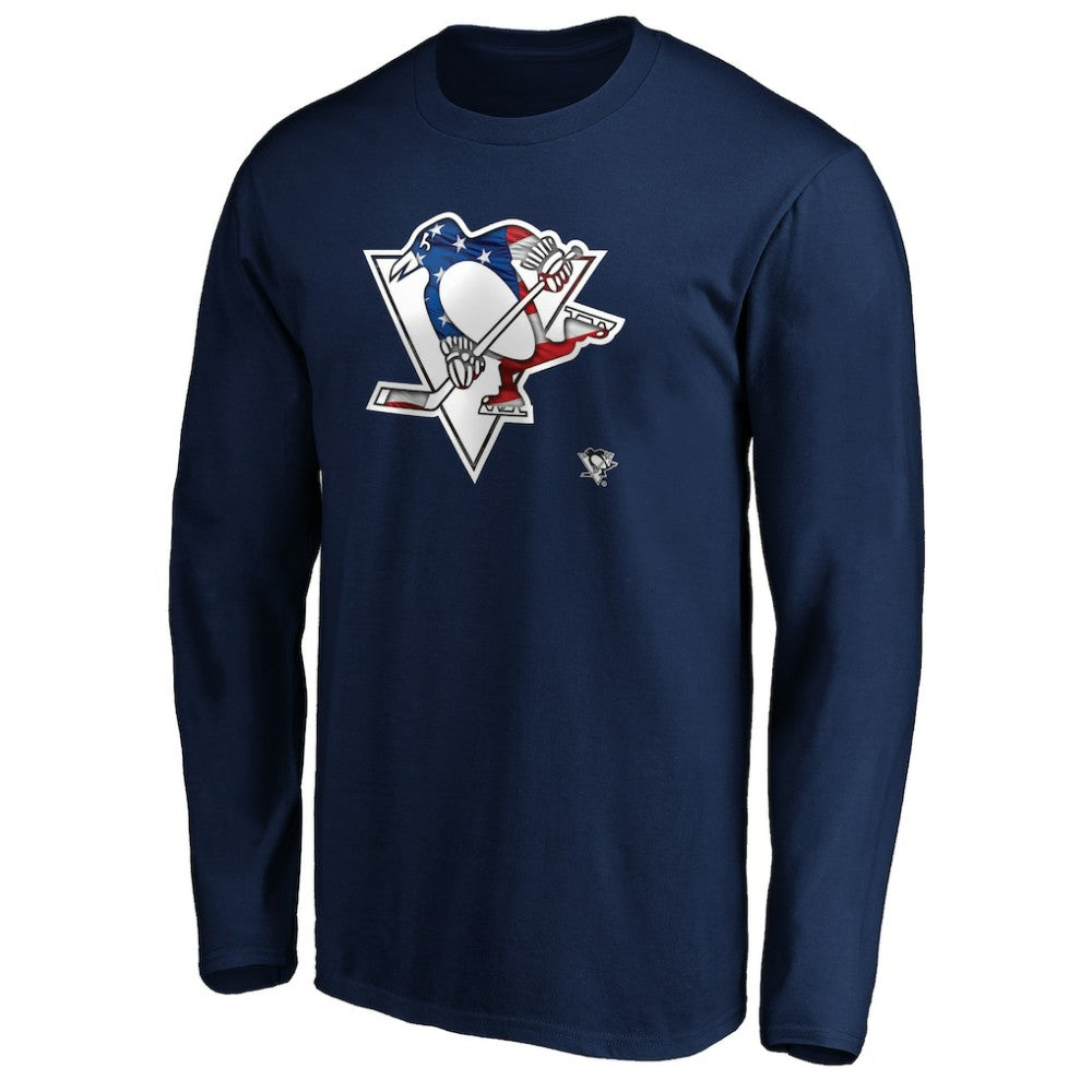 Pittsburgh Penguins Banner Wave Logo Long Sleeve T-Shirt Navy