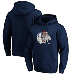 Chicago Blackhawks Banner Wave Logo Pullover Hoodie Navy
