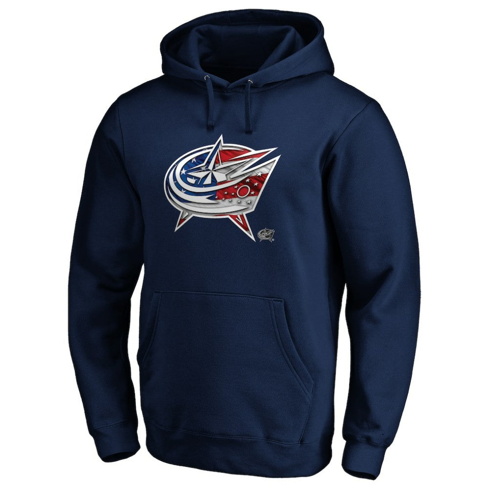 Columbus Blue Jackets Banner Wave Logo Pullover Hoodie Navy