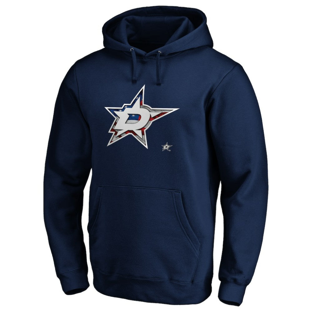 Dallas Stars Banner Wave Logo Pullover Hoodie Navy