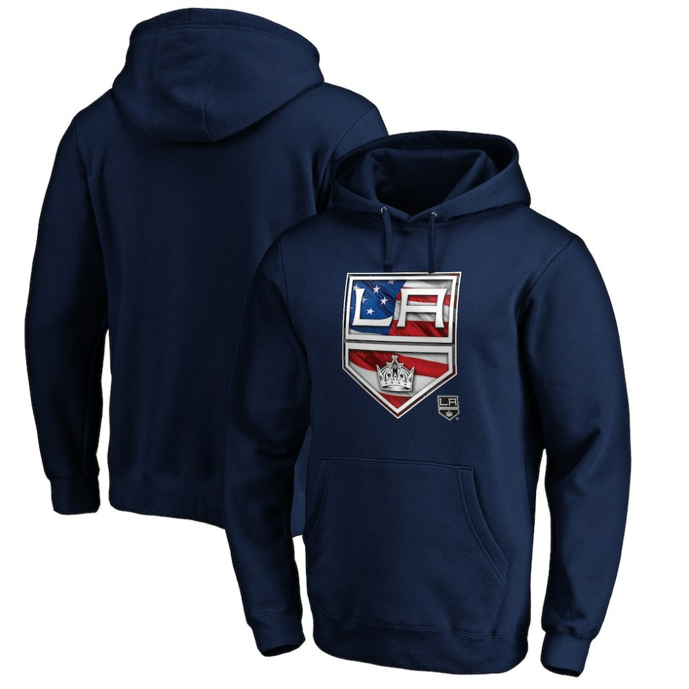 Los Angeles Kings Banner Wave Logo Pullover Hoodie Navy