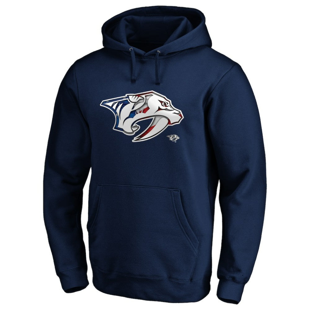 Nashville Predators Banner Wave Logo Pullover Hoodie Navy