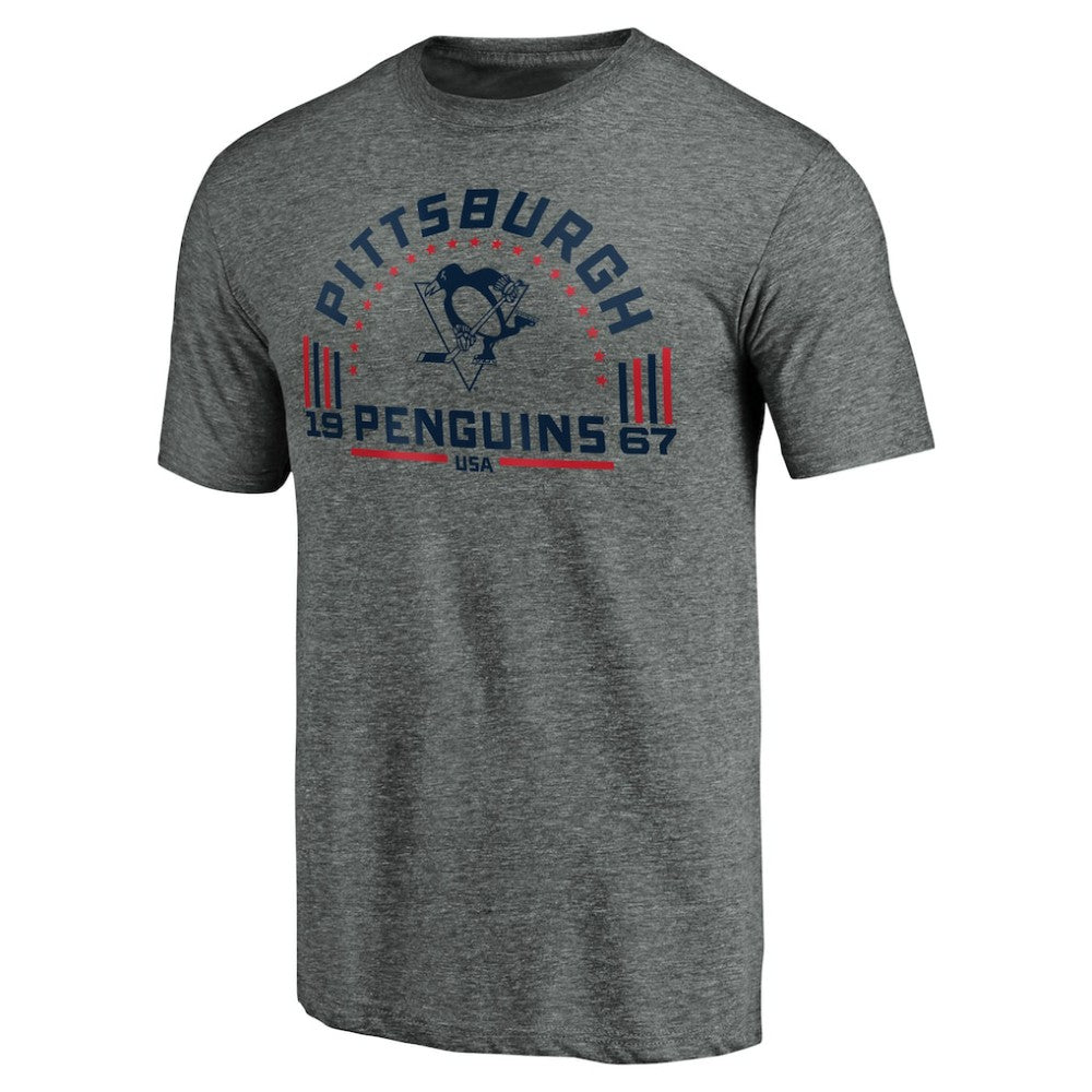 Pittsburgh Penguins Team Freedom Tri-Blend T-Shirt Heathered Gray