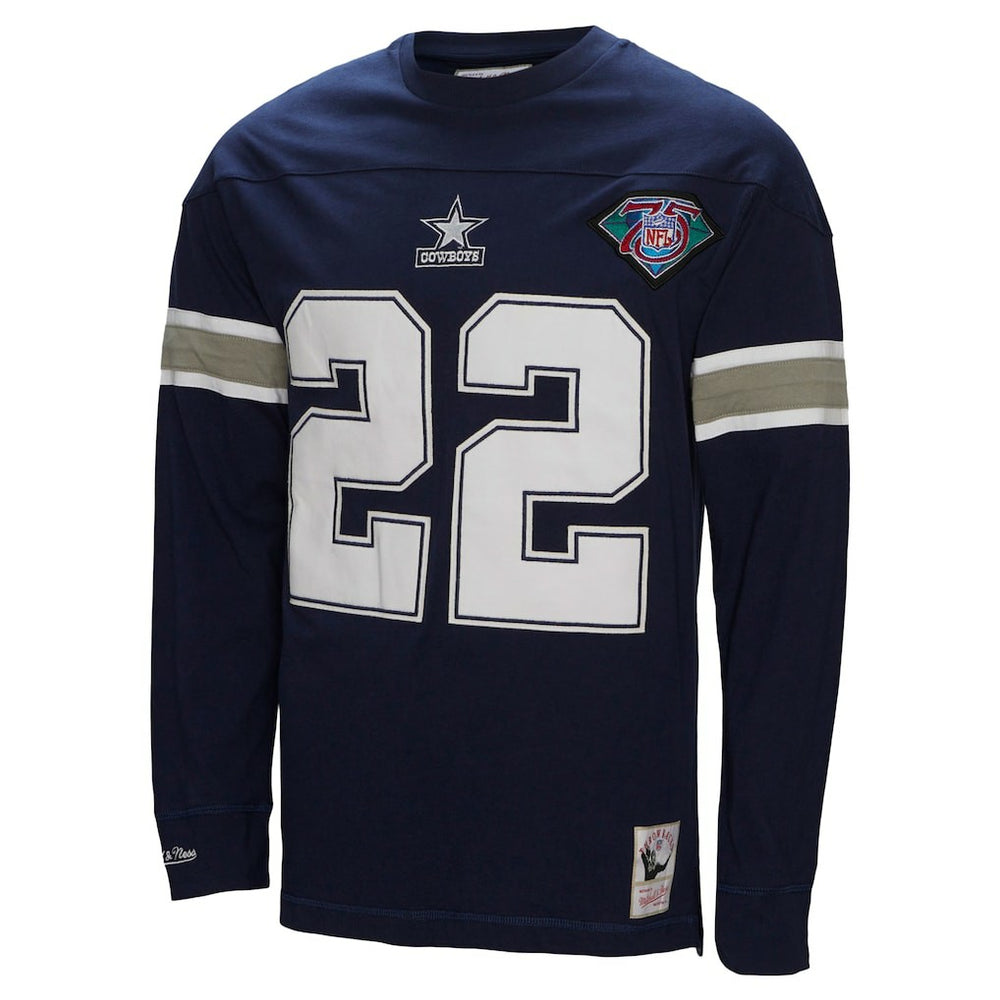 Emmitt Smith Dallas Cowboys Throwback Retired Player Name & Number Long Sleeve Top - Navy for sale