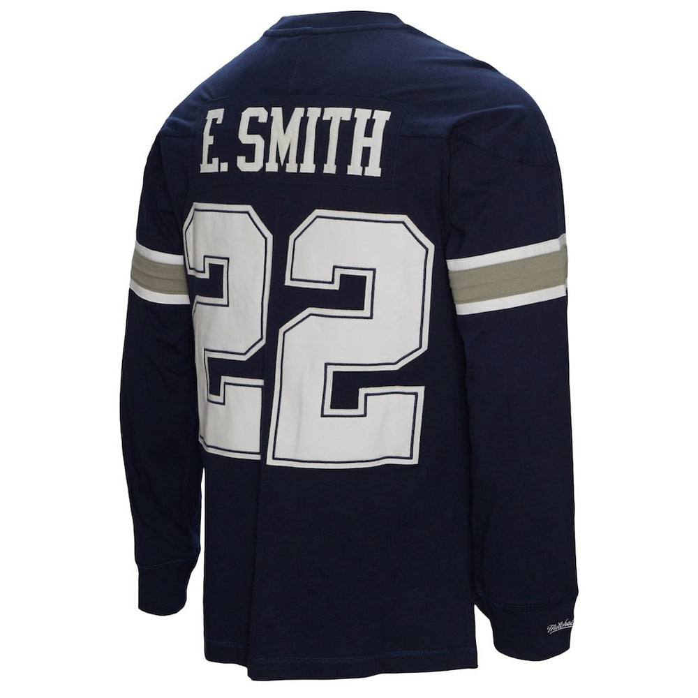 Emmitt Smith Dallas Cowboys Throwback Retired Player Name & Number Long Sleeve Top - Navy for sale