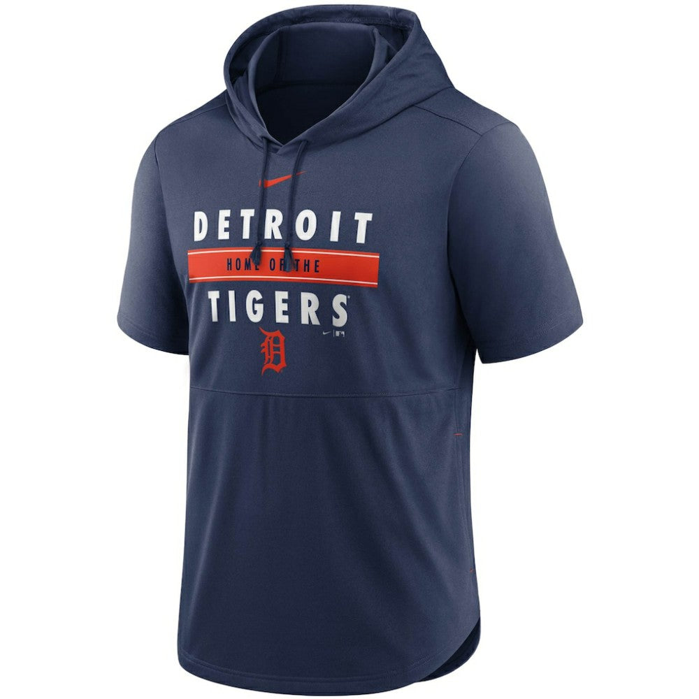 Detroit Tigers Home Team Short Sleeve Hoodie Top - Navy | Nike