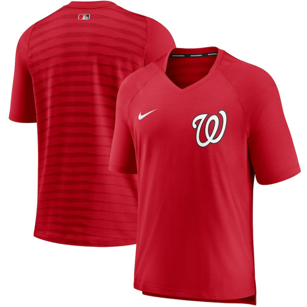 Washington Nationals Authentic Collection Pregame Performance V-Neck T-Shirt - Red | Nike