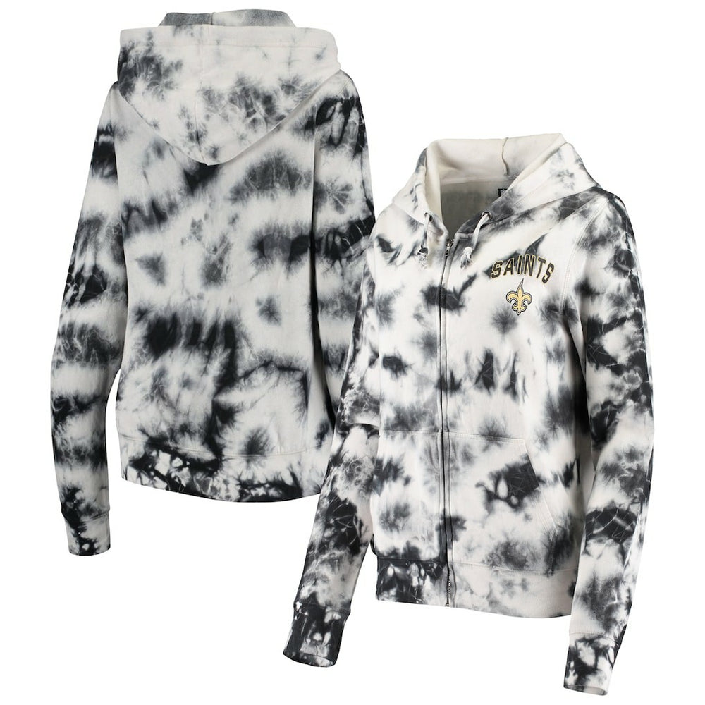 New Orleans Saints New Era Women's Tie Dye Fleece Full-Zip Hoodie - Black online