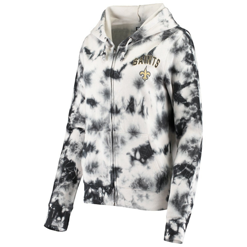 New Orleans Saints New Era Women's Tie Dye Fleece Full-Zip Hoodie - Black online