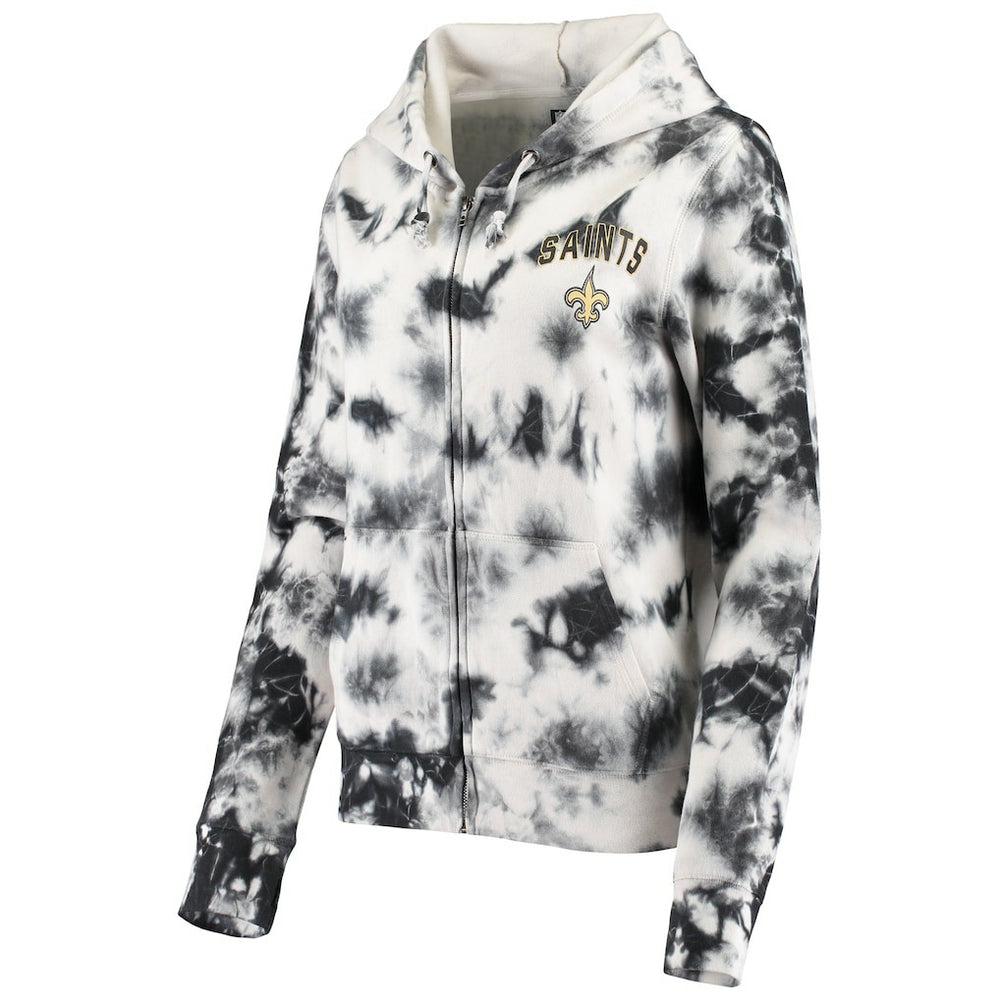 New Orleans Saints New Era Women's Tie Dye Fleece Full-Zip Hoodie - Black online
