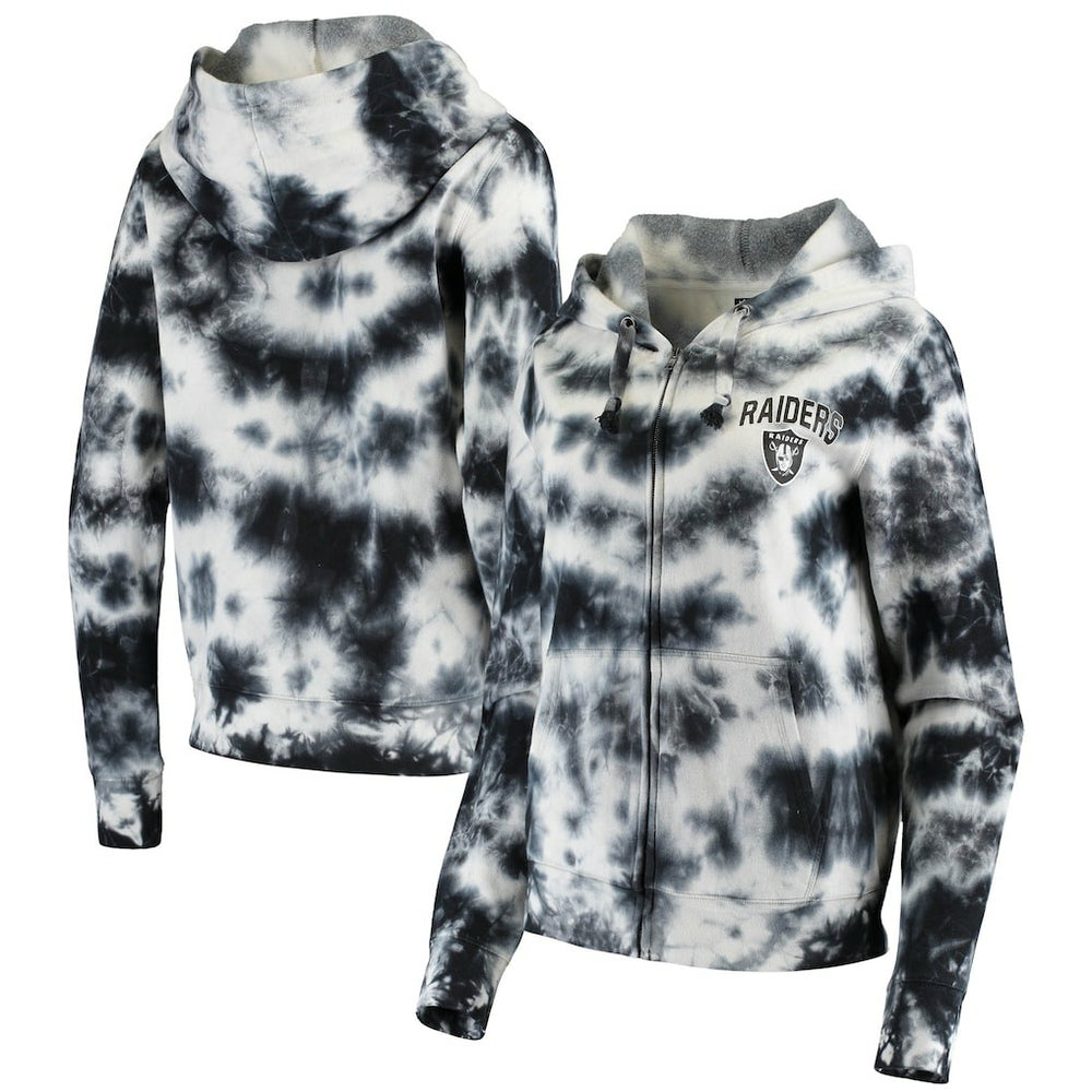 Las Vegas Raiders New Era Women's Tie Dye Fleece Full-Zip Hoodie - Black sale
