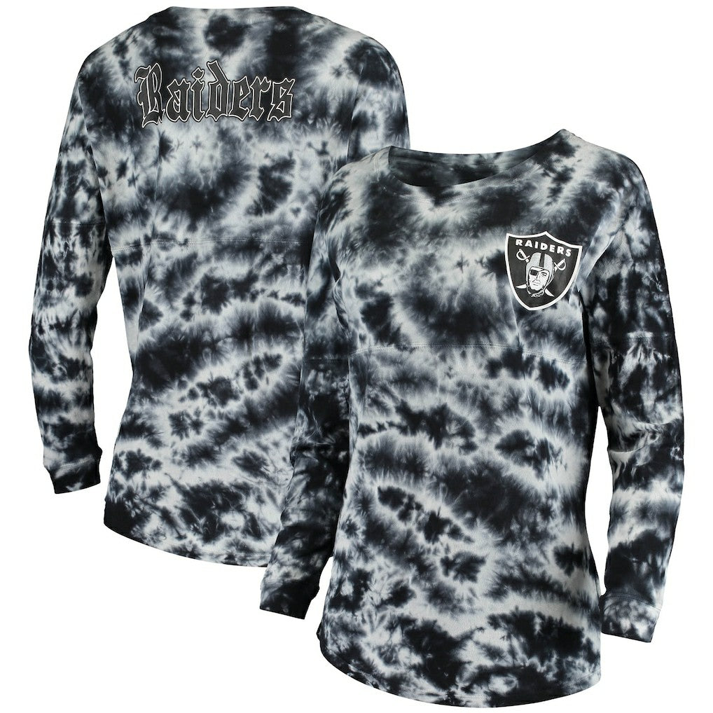 Las Vegas Raiders New Era Women's Tie-Dye Long Sleeve T-Shirt - Black cheap
