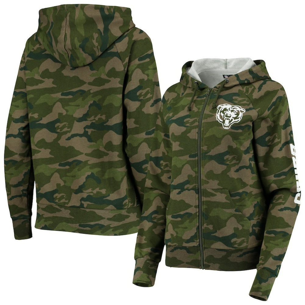Chicago Bears New Era Women's Raglan Full-Zip Hoodie - Camo outlet
