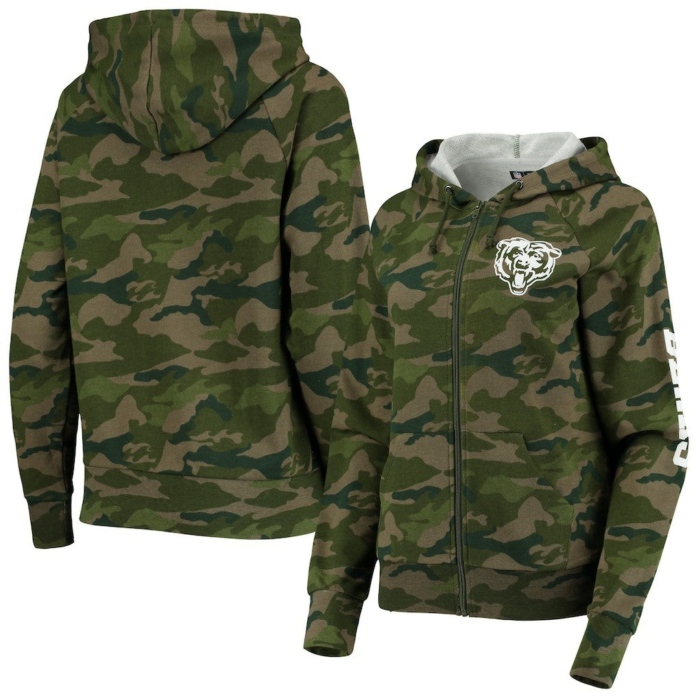 Chicago Bears New Era Women's Raglan Full-Zip Hoodie - Camo outlet