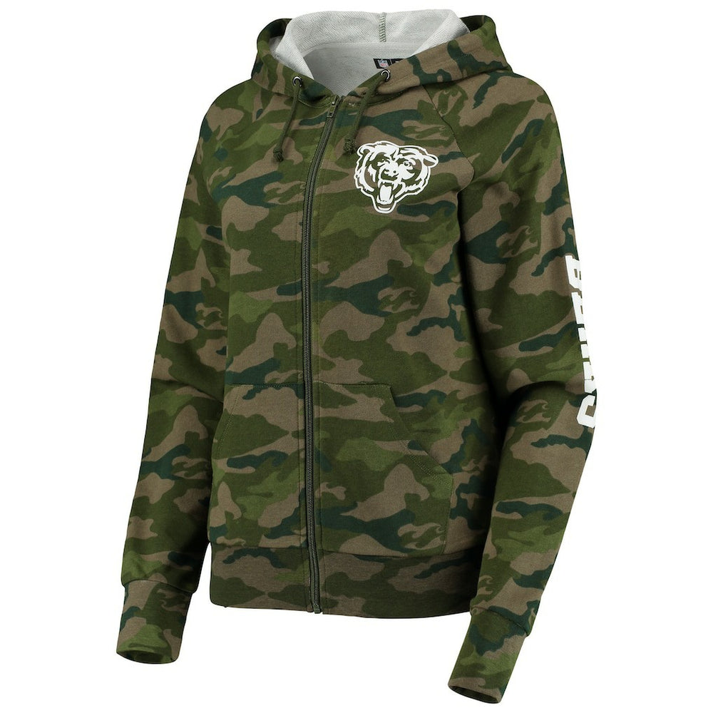 Chicago Bears New Era Women's Raglan Full-Zip Hoodie - Camo outlet