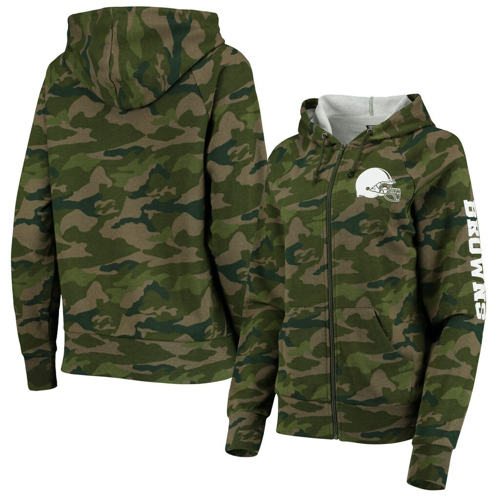 Cleveland Browns New Era Women's Raglan Full-Zip Hoodie - Camo sale