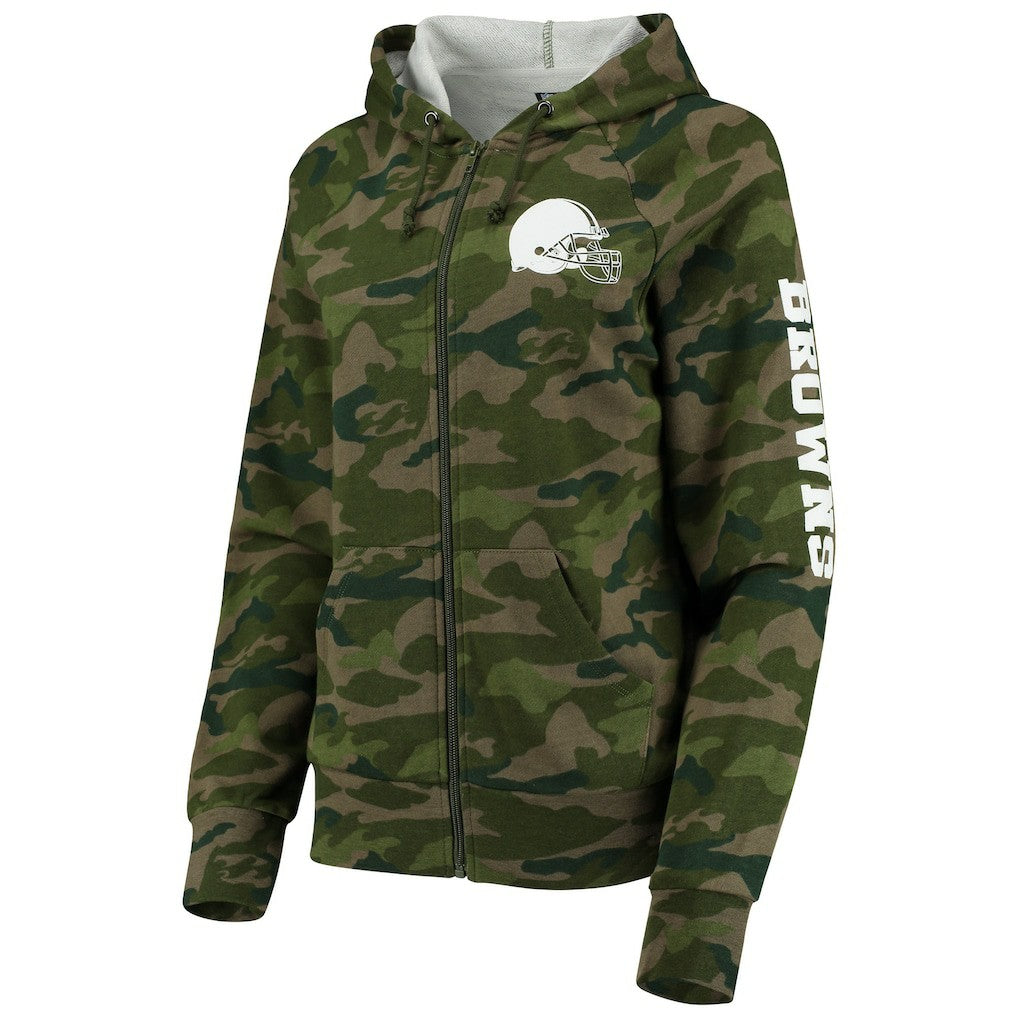 Cleveland Browns New Era Women's Raglan Full-Zip Hoodie - Camo sale