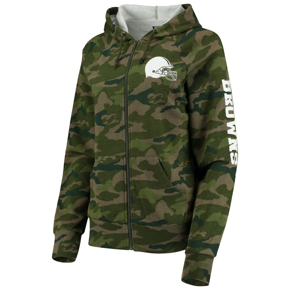 Cleveland Browns New Era Women's Raglan Full-Zip Hoodie - Camo sale