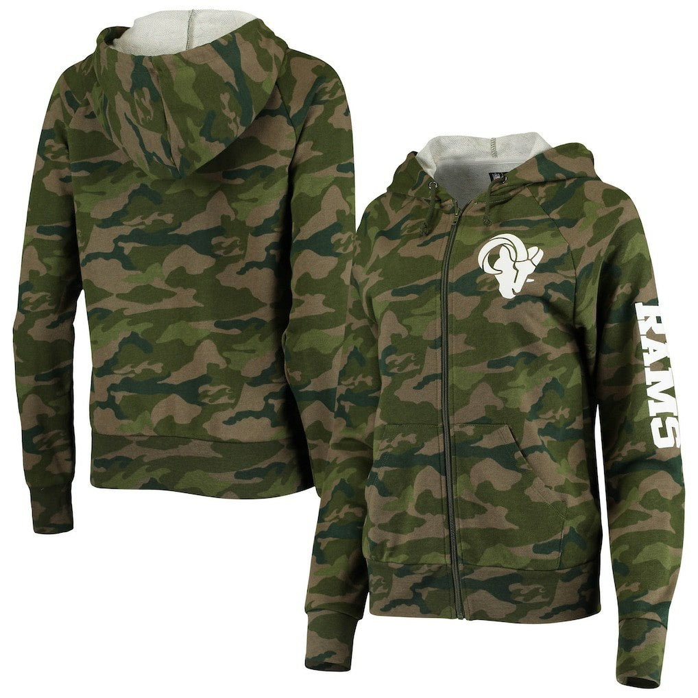 Los Angeles Rams New Era Women's Raglan Full-Zip Hoodie - Camo for sale