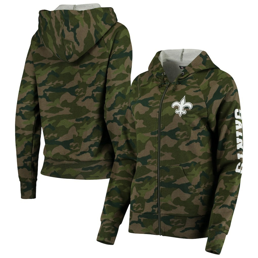New Orleans Saints New Era Women's Raglan Full-Zip Hoodie - Camo sale