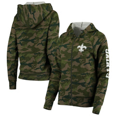 New Orleans Saints New Era Women's Raglan Full-Zip Hoodie - Camo sale